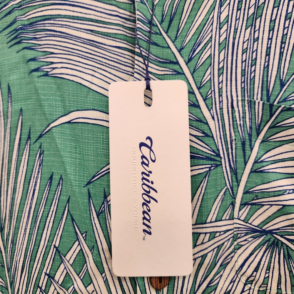Caribbean NWT Tropical Button Up Collared Short Sleeve Tee Men's - Picture 2 of 9